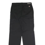 DICKIES Mens Black Regular Straight Polyester Blend Trousers W30 L32 Zip Closure