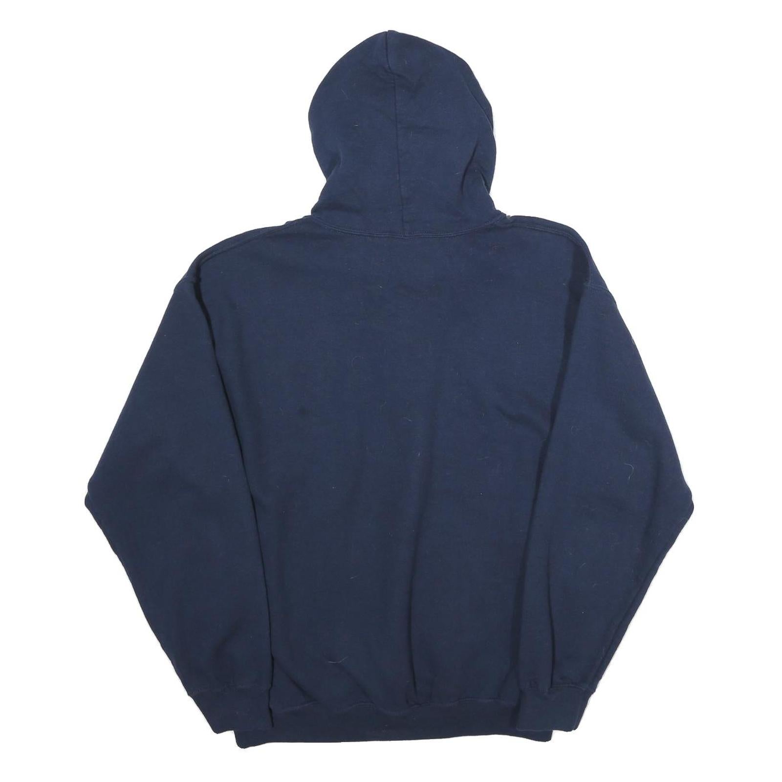 GILDAN Mens Navy Blue Thundering Herd Cotton Pullover Hoodie M Athletic