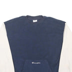 CHAMPION Mens Navy & Cream Crew Neck M Fleece Colourblock Sweatshirt Pocket