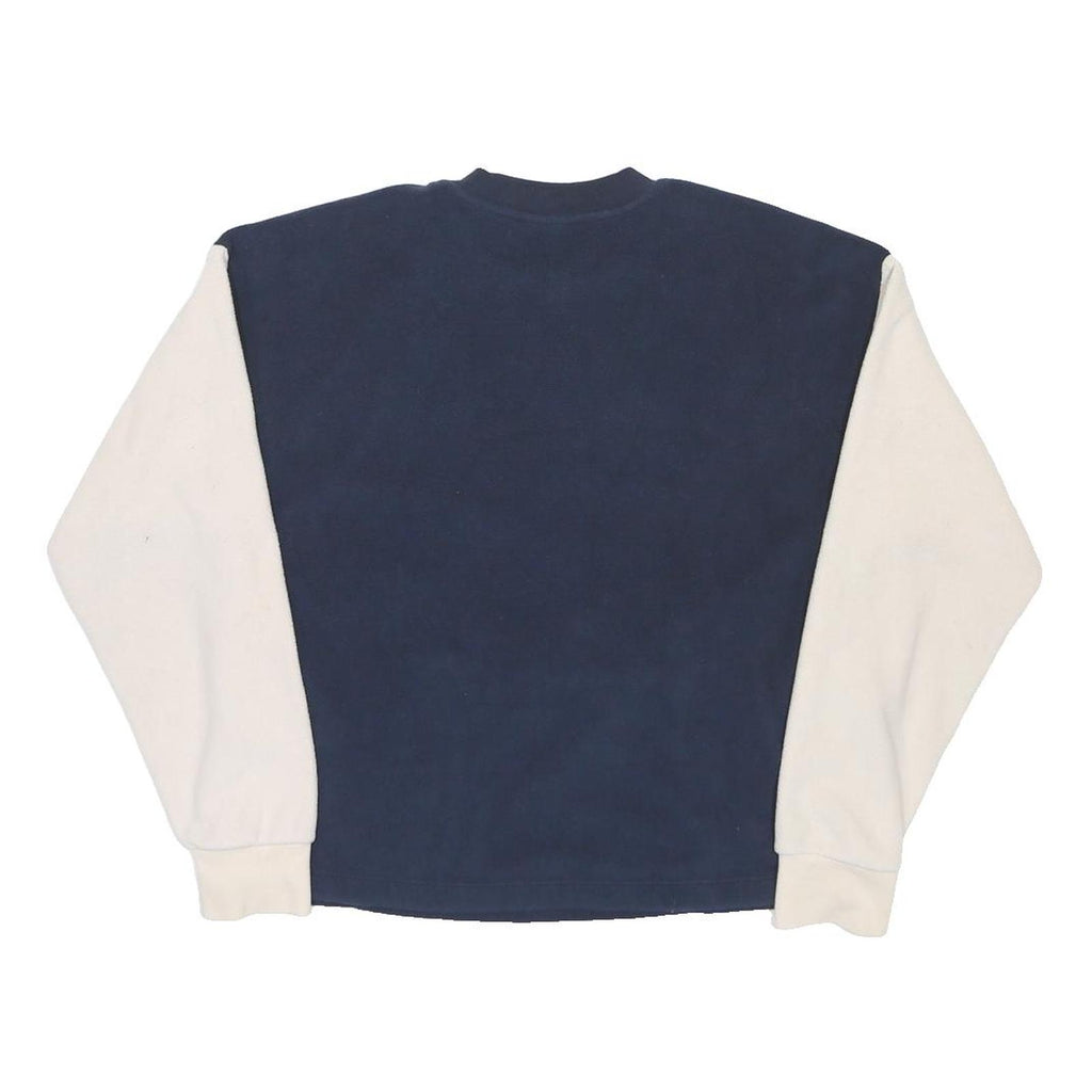 CHAMPION Mens Navy & Cream Crew Neck M Fleece Colourblock Sweatshirt Pocket