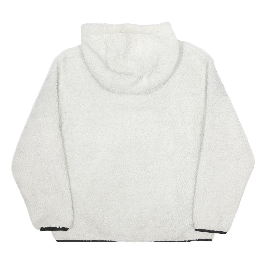 CARHARTT WIP Womens White Pullover Hoodie S Sherpa Fleece ¼ Zip