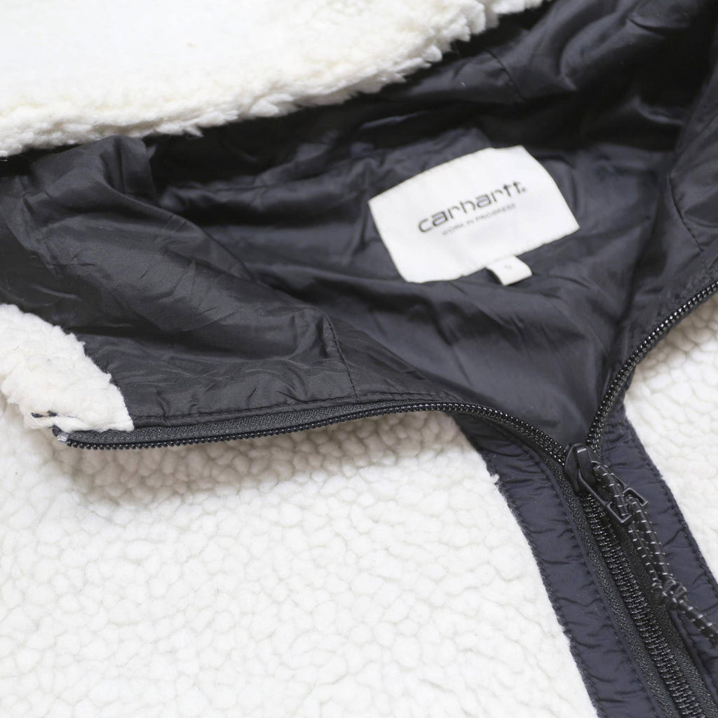 CARHARTT WIP Womens White Pullover Hoodie S Sherpa Fleece ¼ Zip