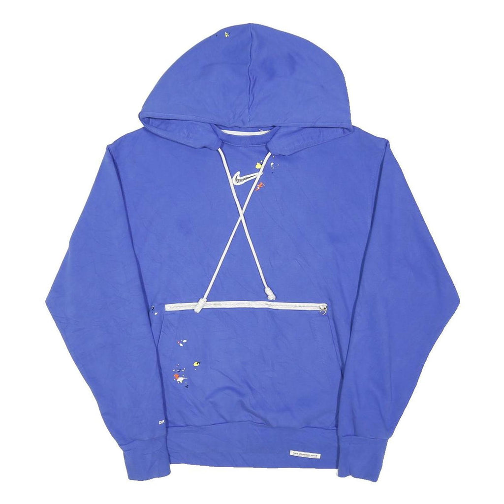 NIKE Mens Blue Cotton Blend Pullover Hoodie M Paint Splatter Graphic