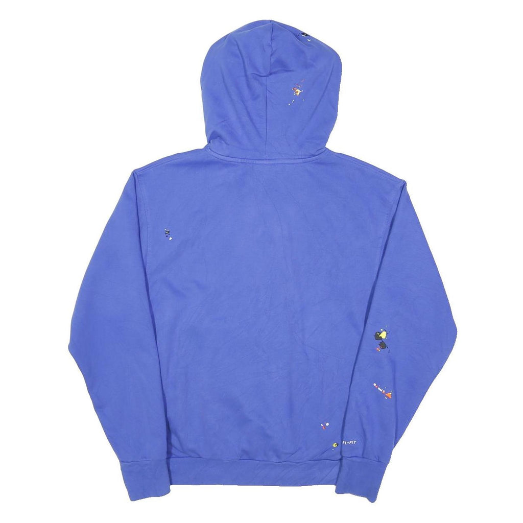 NIKE Mens Blue Cotton Blend Pullover Hoodie M Paint Splatter Graphic