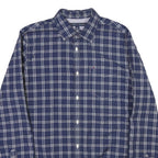 TOMMY HILFIGER Mens Blue Check Shirt S Long Sleeve Cotton Blend Classic Fit