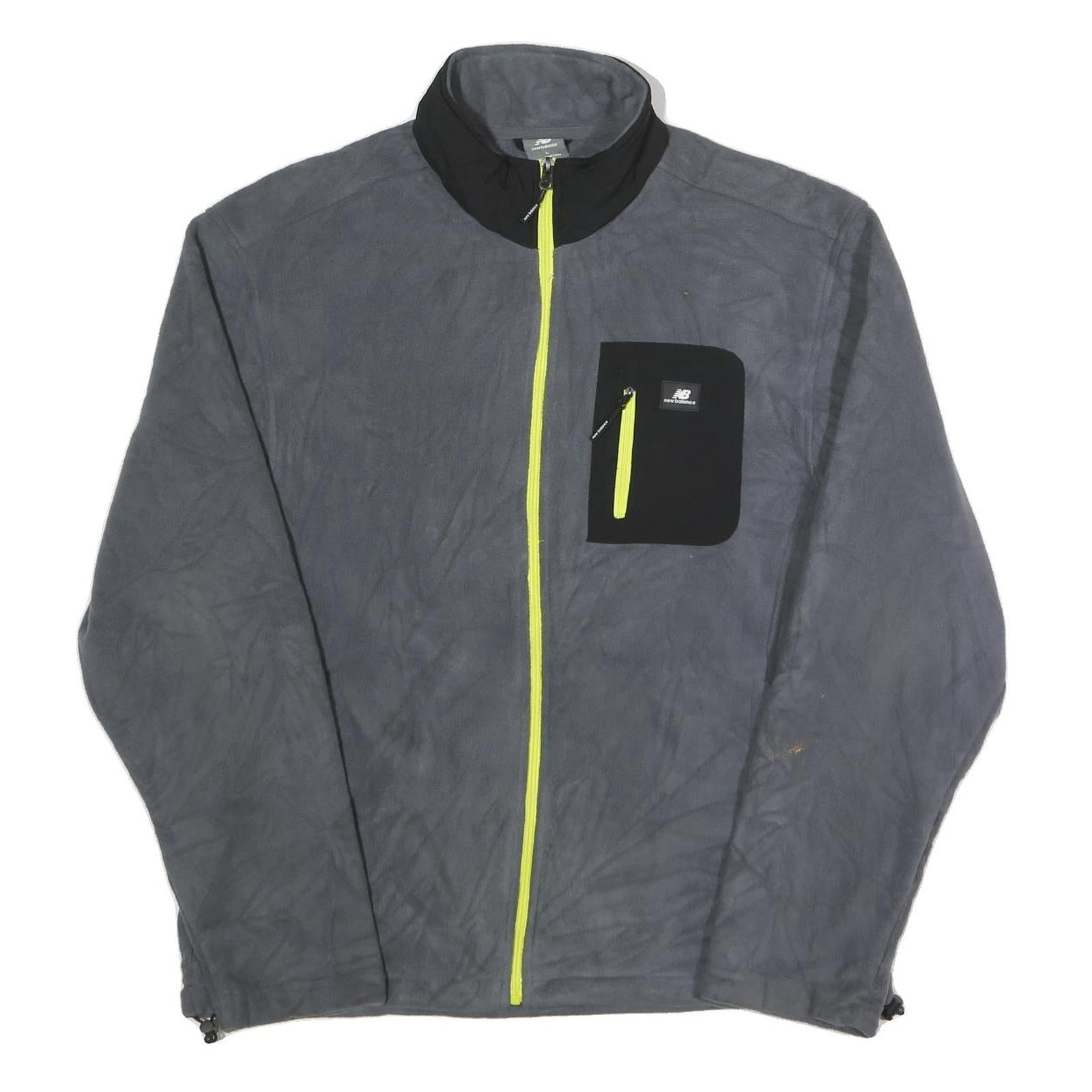 NEW BALANCE Mens Grey Black Contrast Zip Up Jacket L Polyester Activewear