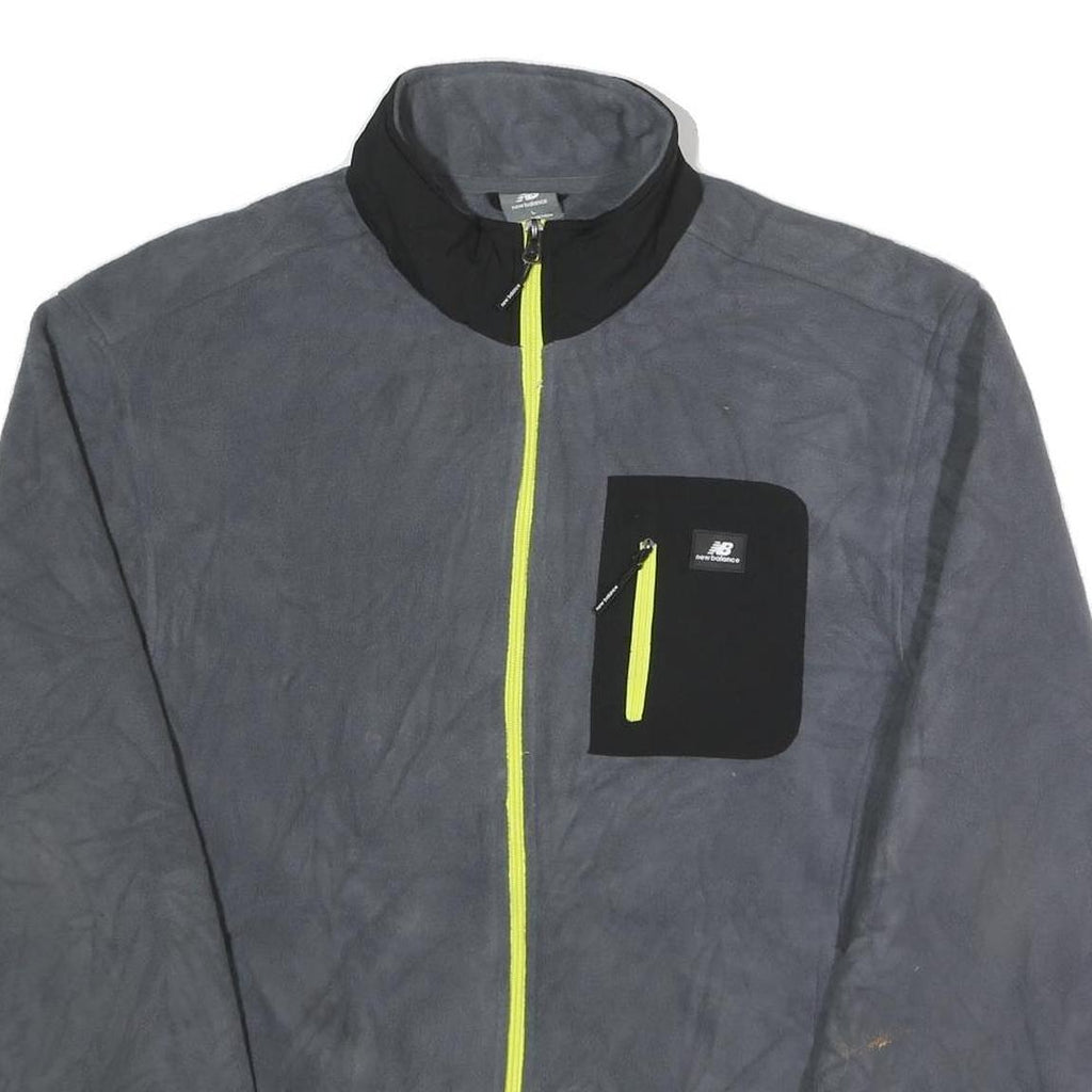 NEW BALANCE Mens Grey Black Contrast Zip Up Jacket L Polyester Activewear