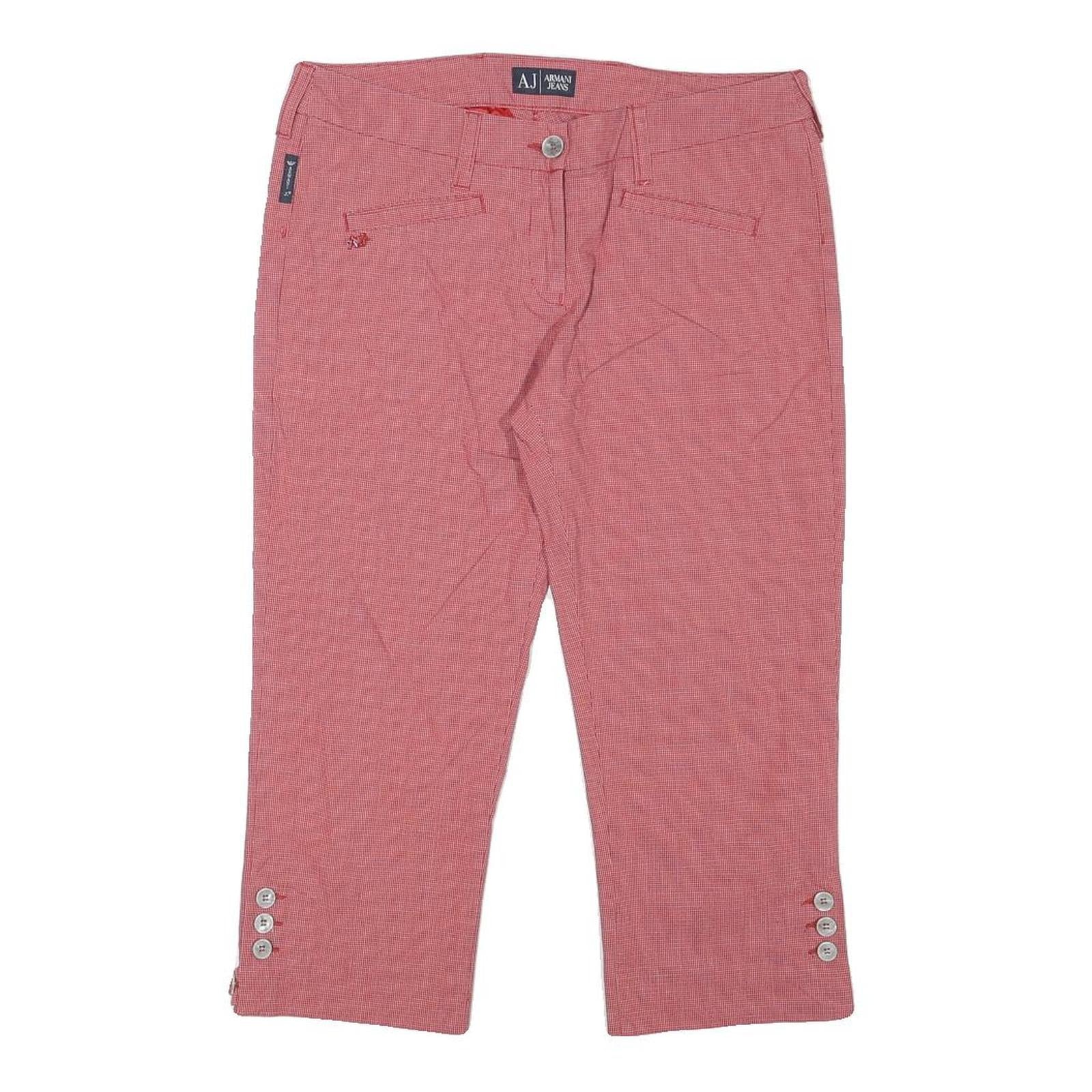 ARMANI JEANS Womens Cotton Blend Pink Regular Straight Trousers W30 L13 Stylish