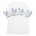 Womens Printed Shirt White Collared Viscose Crazy Pattern L