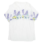 Womens Printed Shirt White Collared Viscose Crazy Pattern L