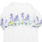 Womens Printed Shirt White Collared Viscose Crazy Pattern L