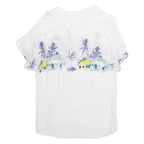 Womens Printed Shirt White Collared Viscose Crazy Pattern L