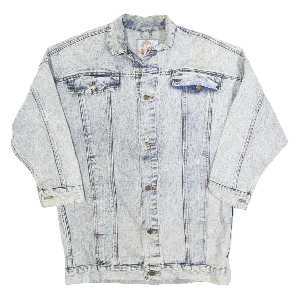 WHIPP Womens Blue Denim Jacket L Cotton Button Closure Casual Outerwear