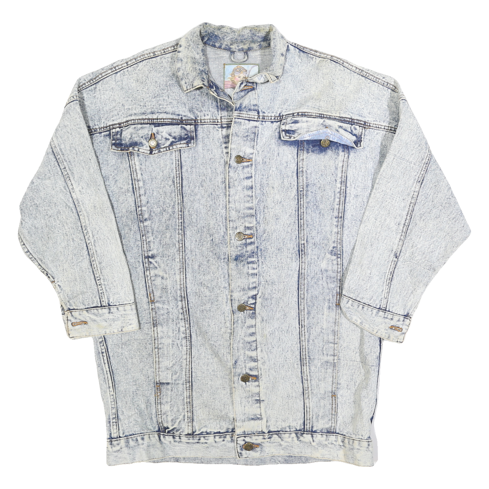 WHIPP Womens Blue Denim Jacket L Cotton Button Closure Casual Outerwear