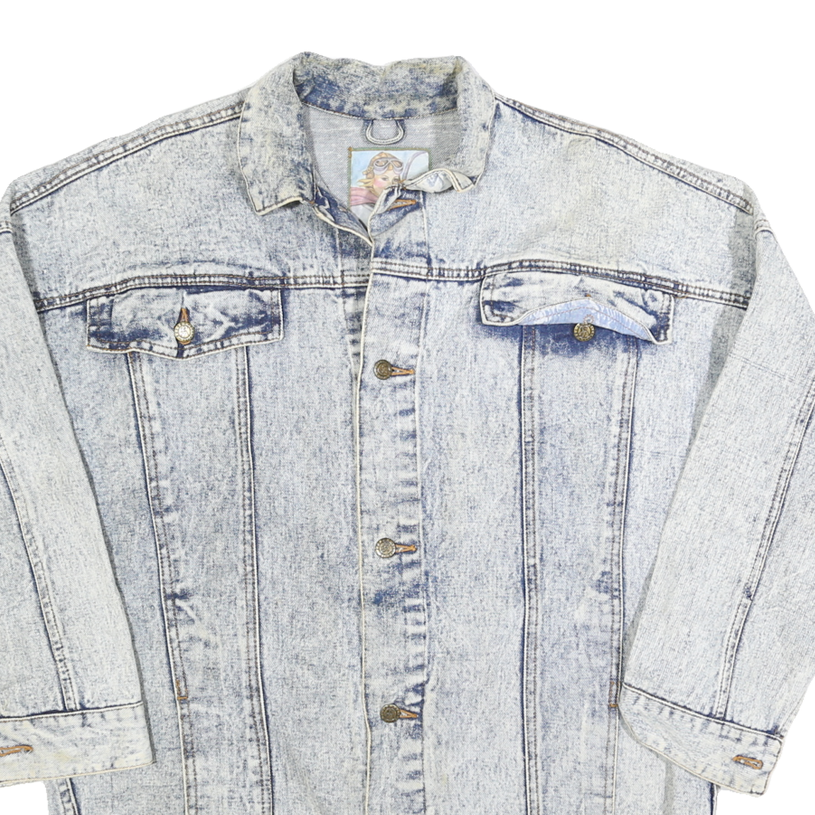 WHIPP Womens Blue Denim Jacket L Cotton Button Closure Casual Outerwear