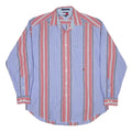 TOMMY HILFIGER Mens Blue & Red Striped Shirt L Cotton Button Down Casual
