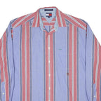 TOMMY HILFIGER Mens Blue & Red Striped Shirt L Cotton Button Down Casual
