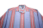 TOMMY HILFIGER Mens Blue & Red Striped Shirt L Cotton Button Down Casual