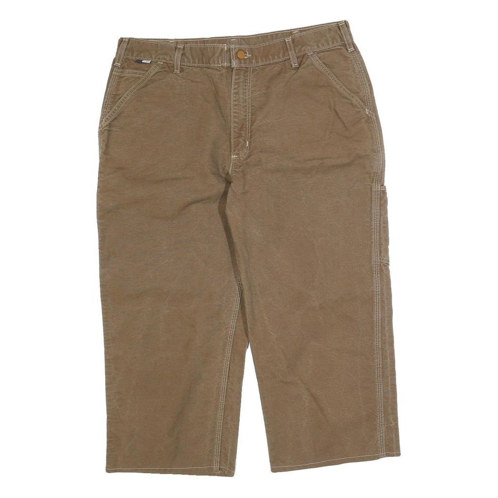 CARHARTT Mens Regular Fit Brown Jeans Cotton Blend W36 L22 Workwear Utility Zip