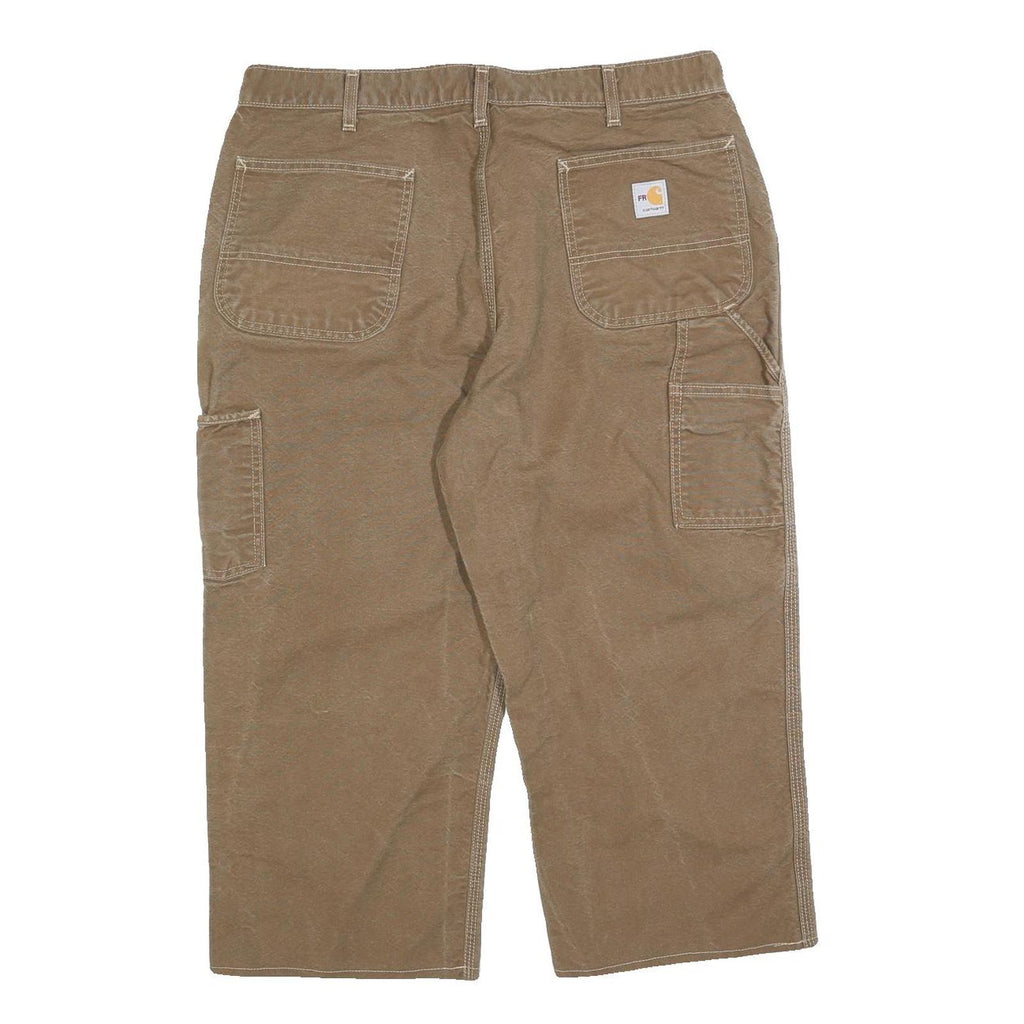 CARHARTT Mens Regular Fit Brown Jeans Cotton Blend W36 L22 Workwear Utility Zip