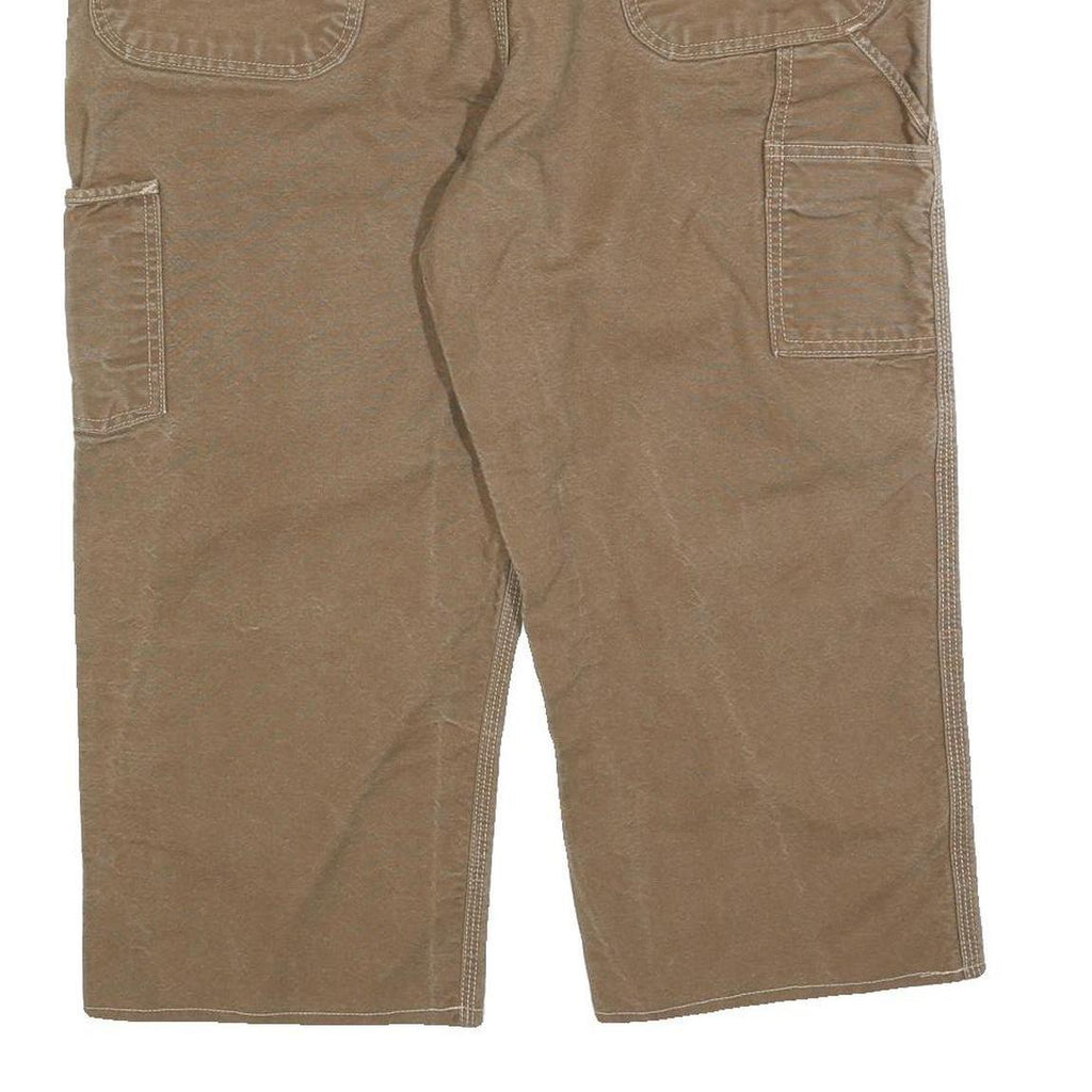 CARHARTT Mens Regular Fit Brown Jeans Cotton Blend W36 L22 Workwear Utility Zip