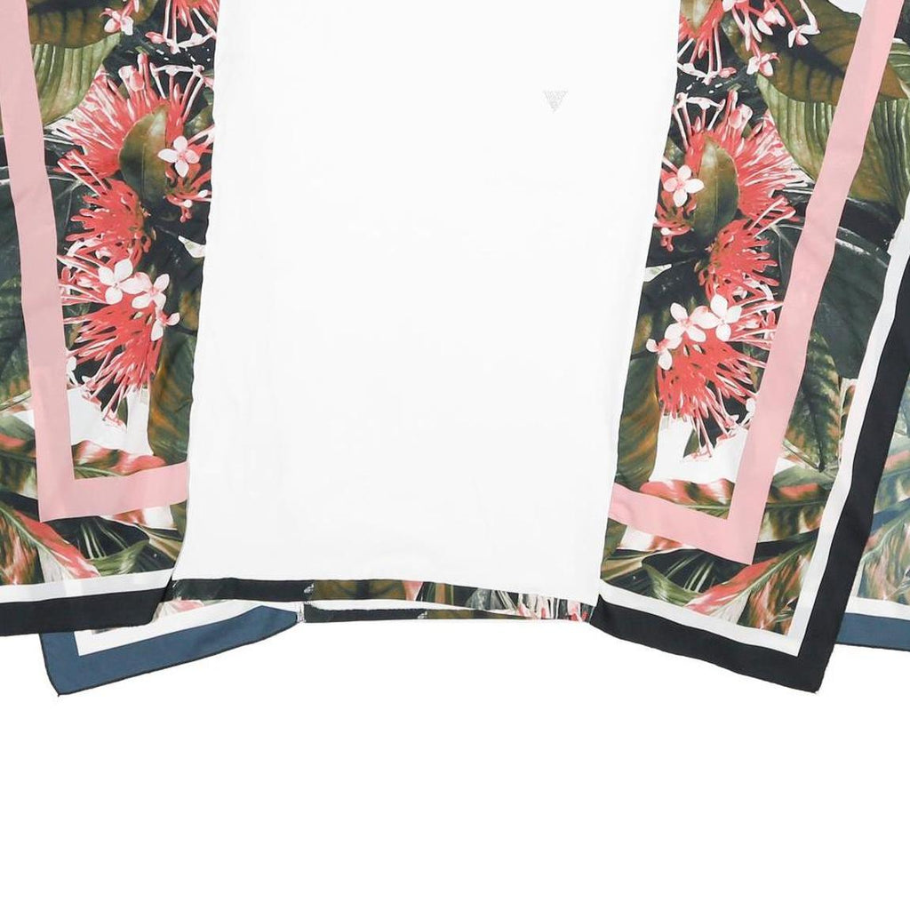 GUESS Womens White Floral Colourblock Kimono Sleeve Crew Neck Top M