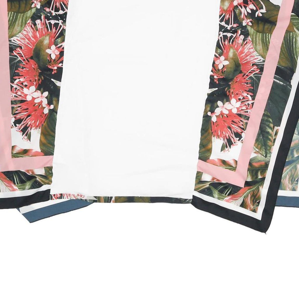 GUESS Womens White Floral Colourblock Kimono Sleeve Crew Neck Top M