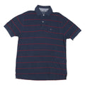 TOMMY HILFIGER Mens Blue & Red Striped Short Sleeve Polo Shirt L Classic