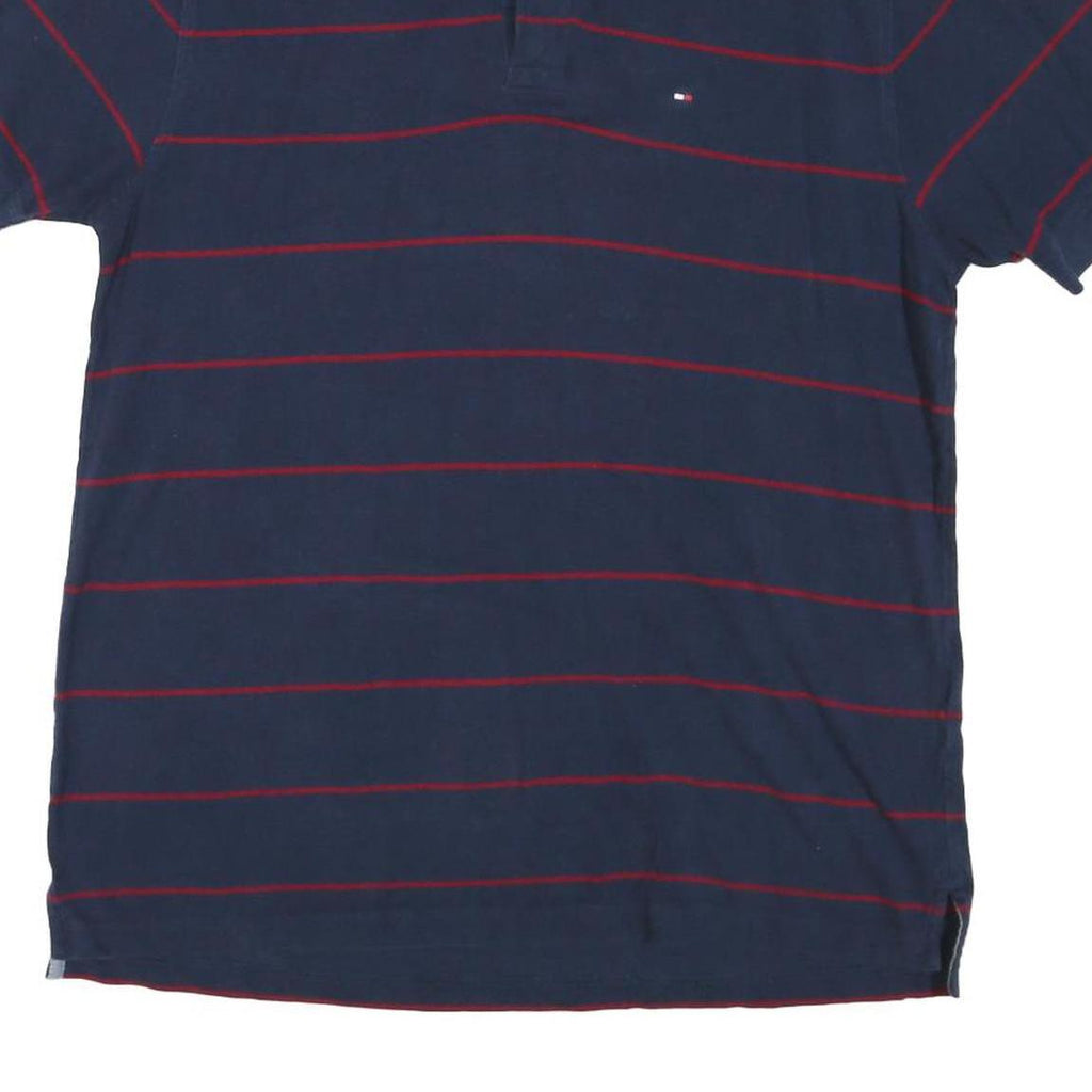 TOMMY HILFIGER Mens Blue & Red Striped Short Sleeve Polo Shirt L Classic