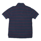 TOMMY HILFIGER Mens Blue & Red Striped Short Sleeve Polo Shirt L Classic