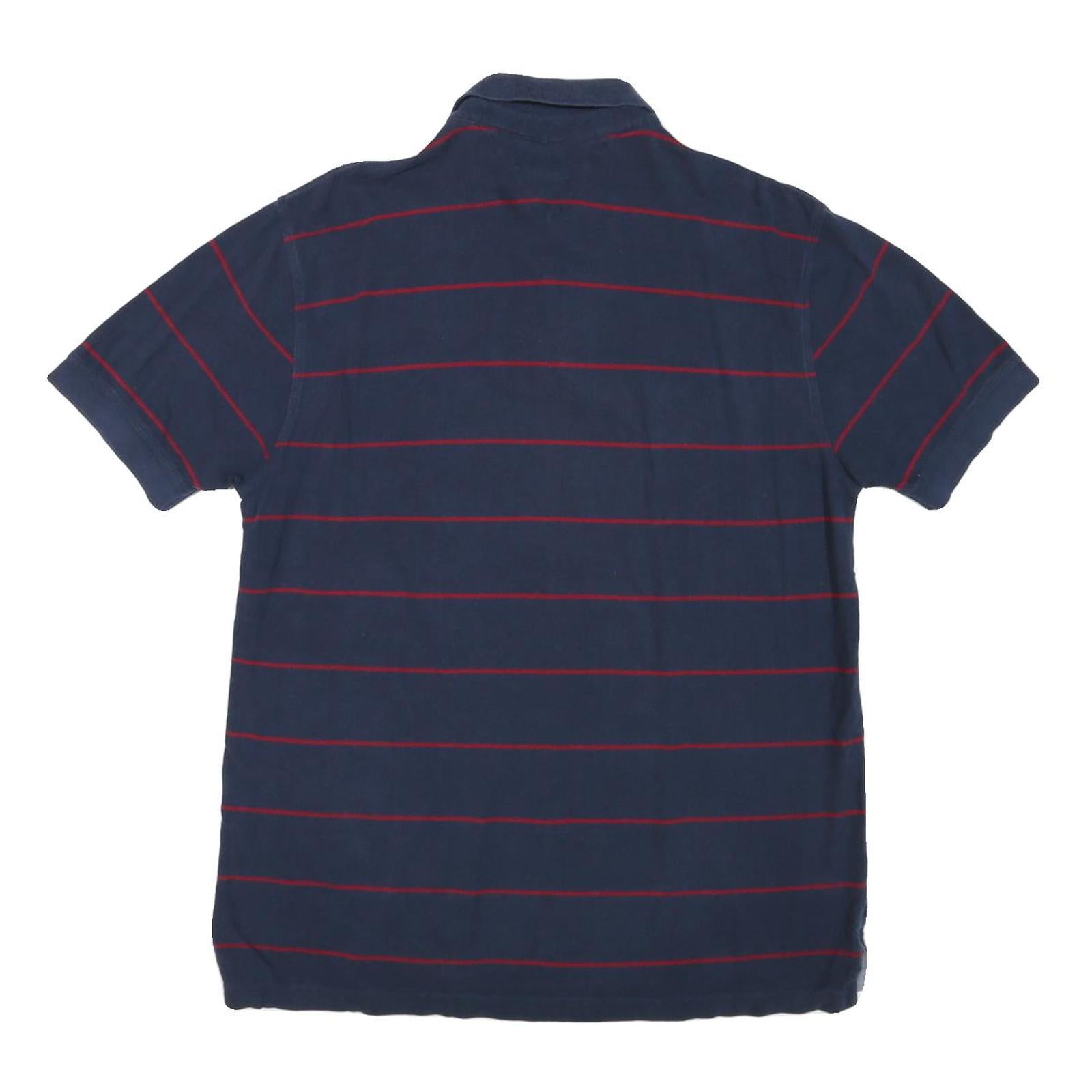 TOMMY HILFIGER Mens Blue & Red Striped Short Sleeve Polo Shirt L Classic