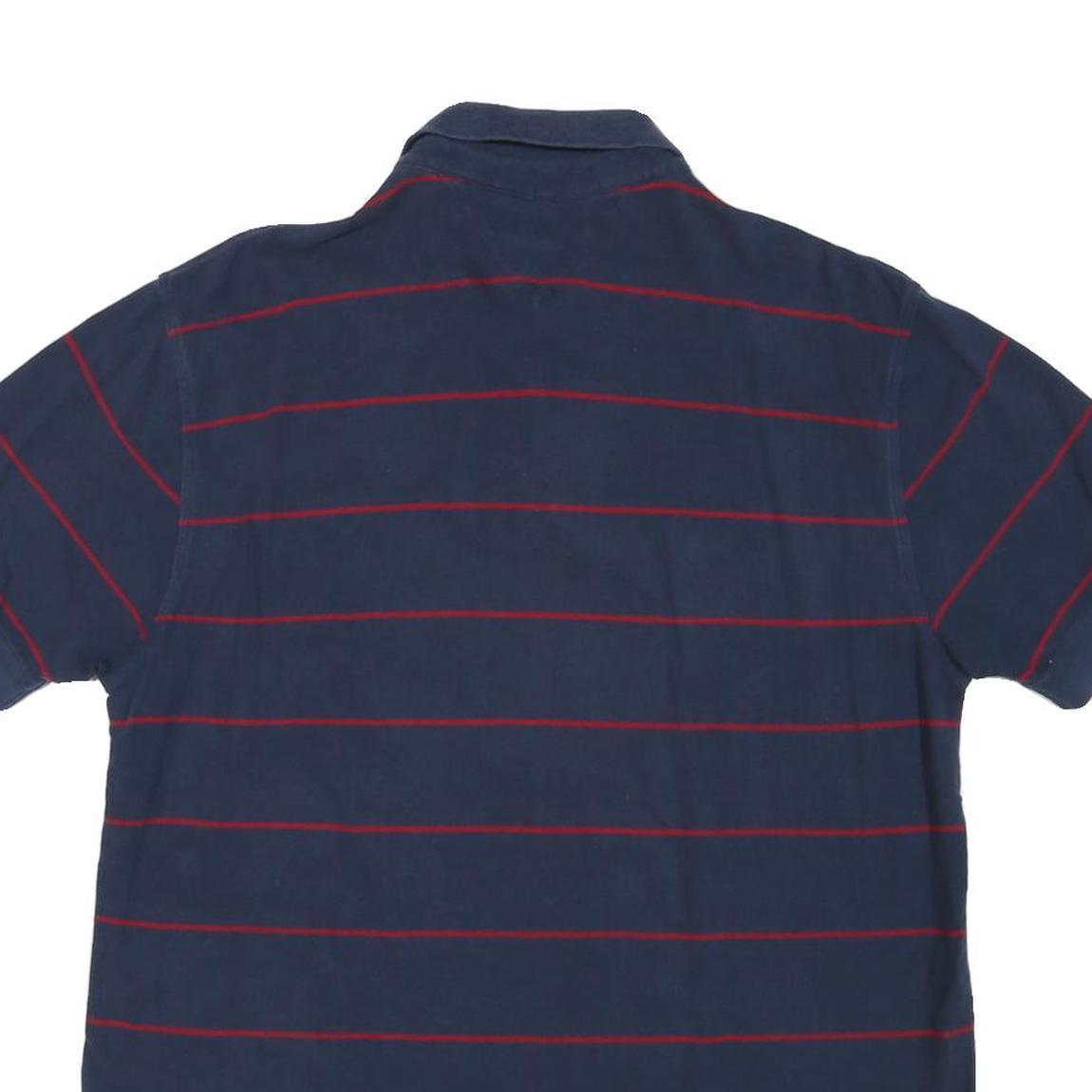 TOMMY HILFIGER Mens Blue & Red Striped Short Sleeve Polo Shirt L Classic