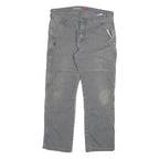 DICKIES Mens Cotton Blend Grey Regular Straight Trousers W33 L28 Workwear Zip