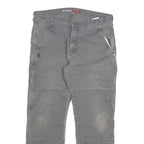 DICKIES Mens Cotton Blend Grey Regular Straight Trousers W33 L28 Workwear Zip
