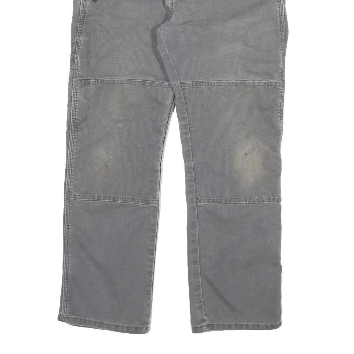 DICKIES Mens Cotton Blend Grey Regular Straight Trousers W33 L28 Workwear Zip