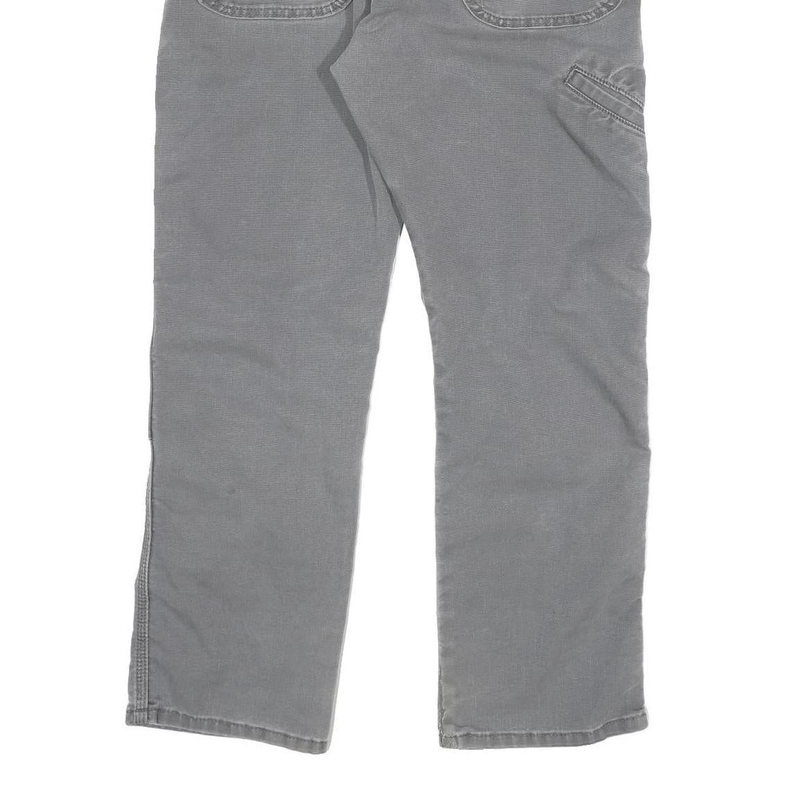 DICKIES Mens Cotton Blend Grey Regular Straight Trousers W33 L28 Workwear Zip