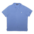 POLO RALPH LAUREN Mens Blue Short Sleeve Plain M Cotton Blend Logo Polo Shirt