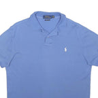 POLO RALPH LAUREN Mens Blue Short Sleeve Plain M Cotton Blend Logo Polo Shirt
