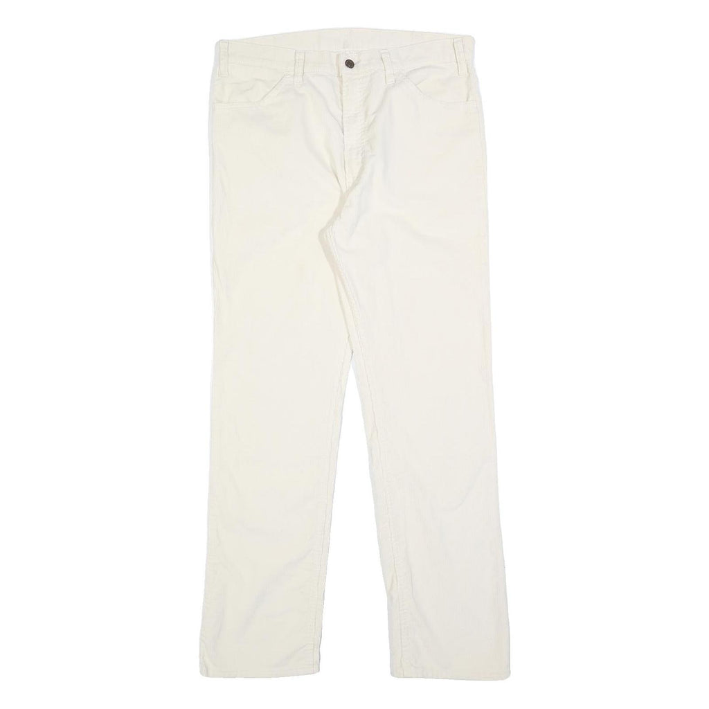 LEVI'S Mens Regular Fit White Cotton Blend Trousers W34 L32 Casual Zip Closure