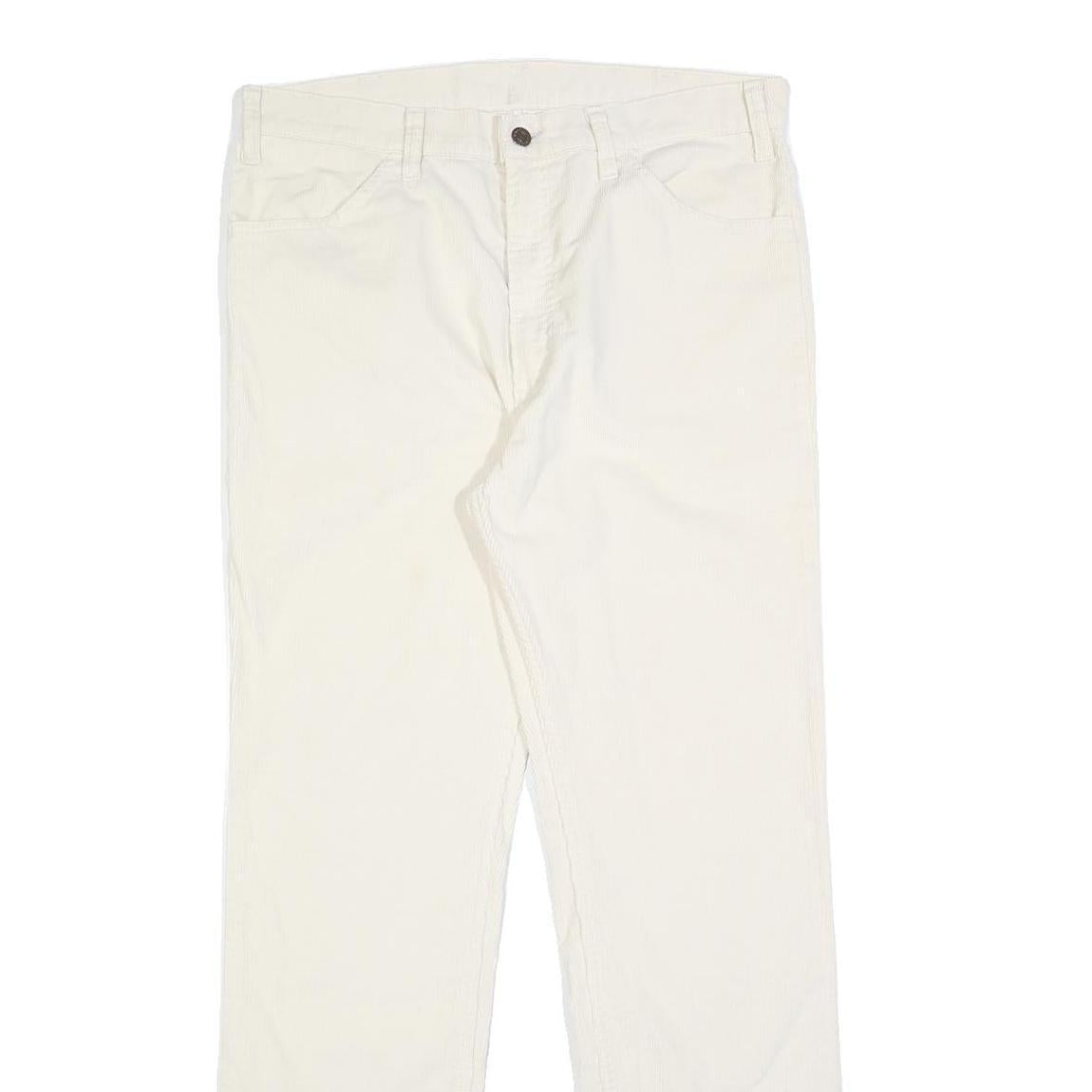 LEVI'S Mens Regular Fit White Cotton Blend Trousers W34 L32 Casual Zip Closure