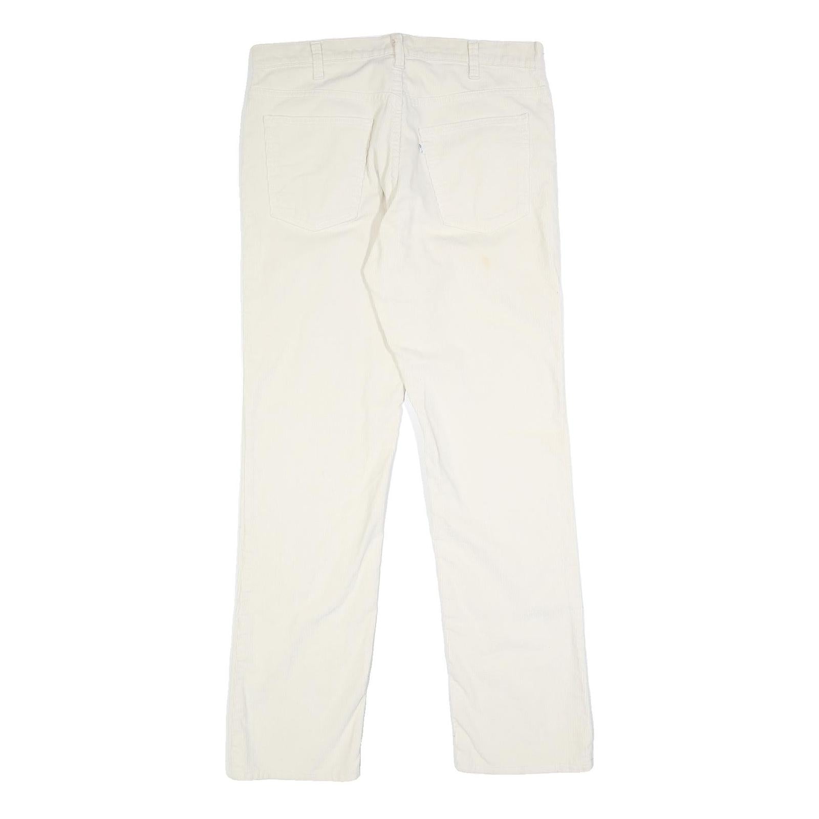 LEVI'S Mens Regular Fit White Cotton Blend Trousers W34 L32 Casual Zip Closure