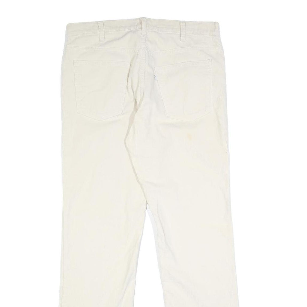 LEVI'S Mens Regular Fit White Cotton Blend Trousers W34 L32 Casual Zip Closure