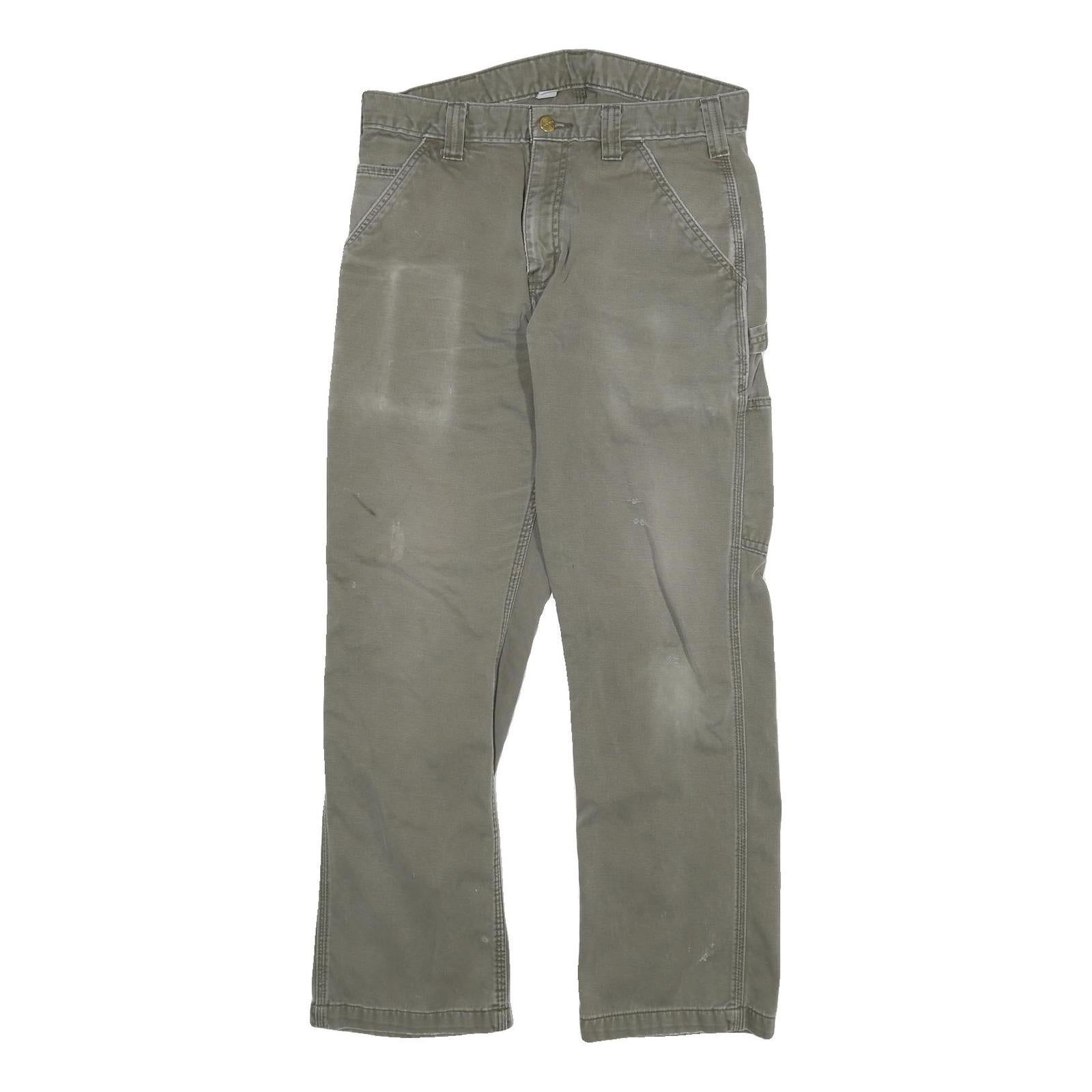 CARHARTT Mens Jeans Grey Regular Straight Denim W30 L28 Workwear Utility Zip