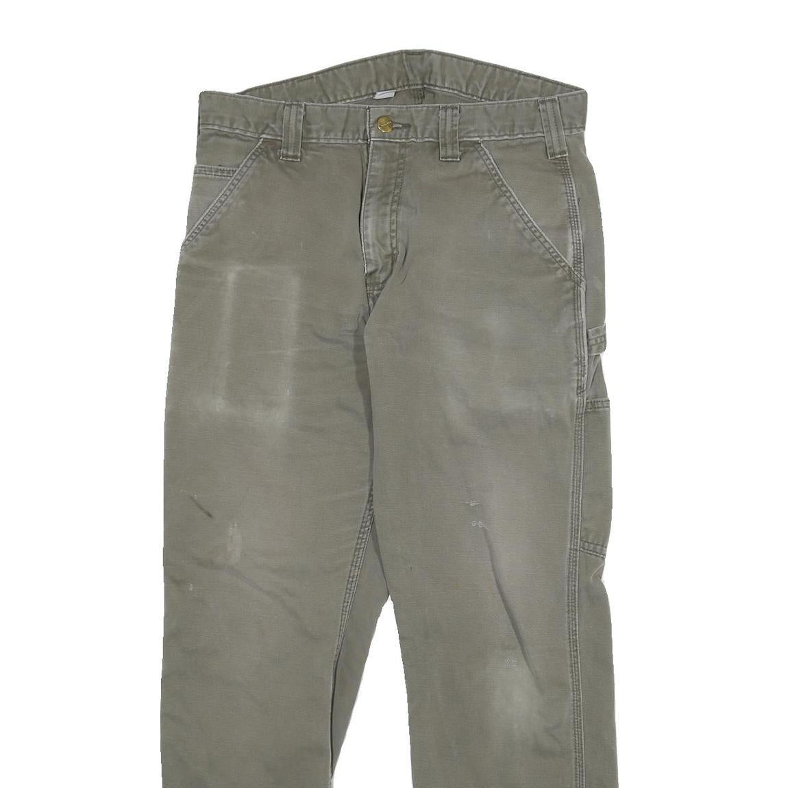 CARHARTT Mens Jeans Grey Regular Straight Denim W30 L28 Workwear Utility Zip