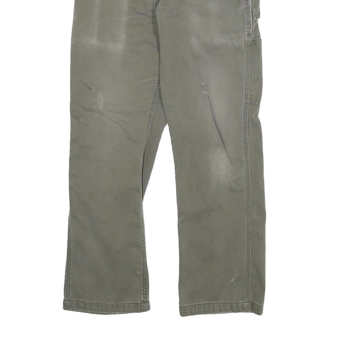 CARHARTT Mens Jeans Grey Regular Straight Denim W30 L28 Workwear Utility Zip