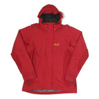 JACK WOLFSKIN Womens Red Outdoor Jacket UK 16 Polyamide Waterproof Zip Hooded