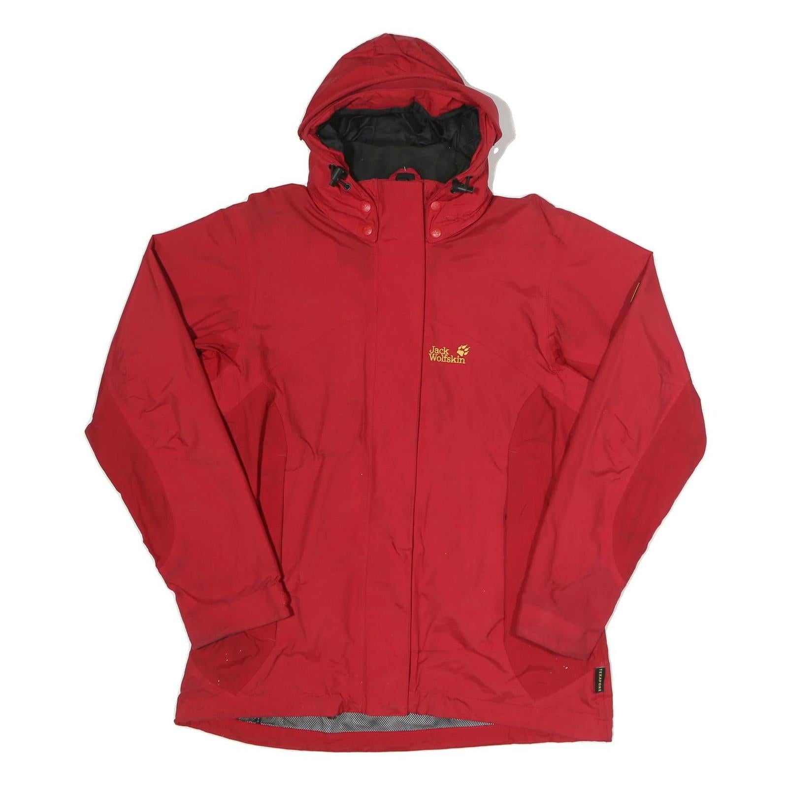 JACK WOLFSKIN Womens Red Outdoor Jacket UK 16 Polyamide Waterproof Zip Hooded