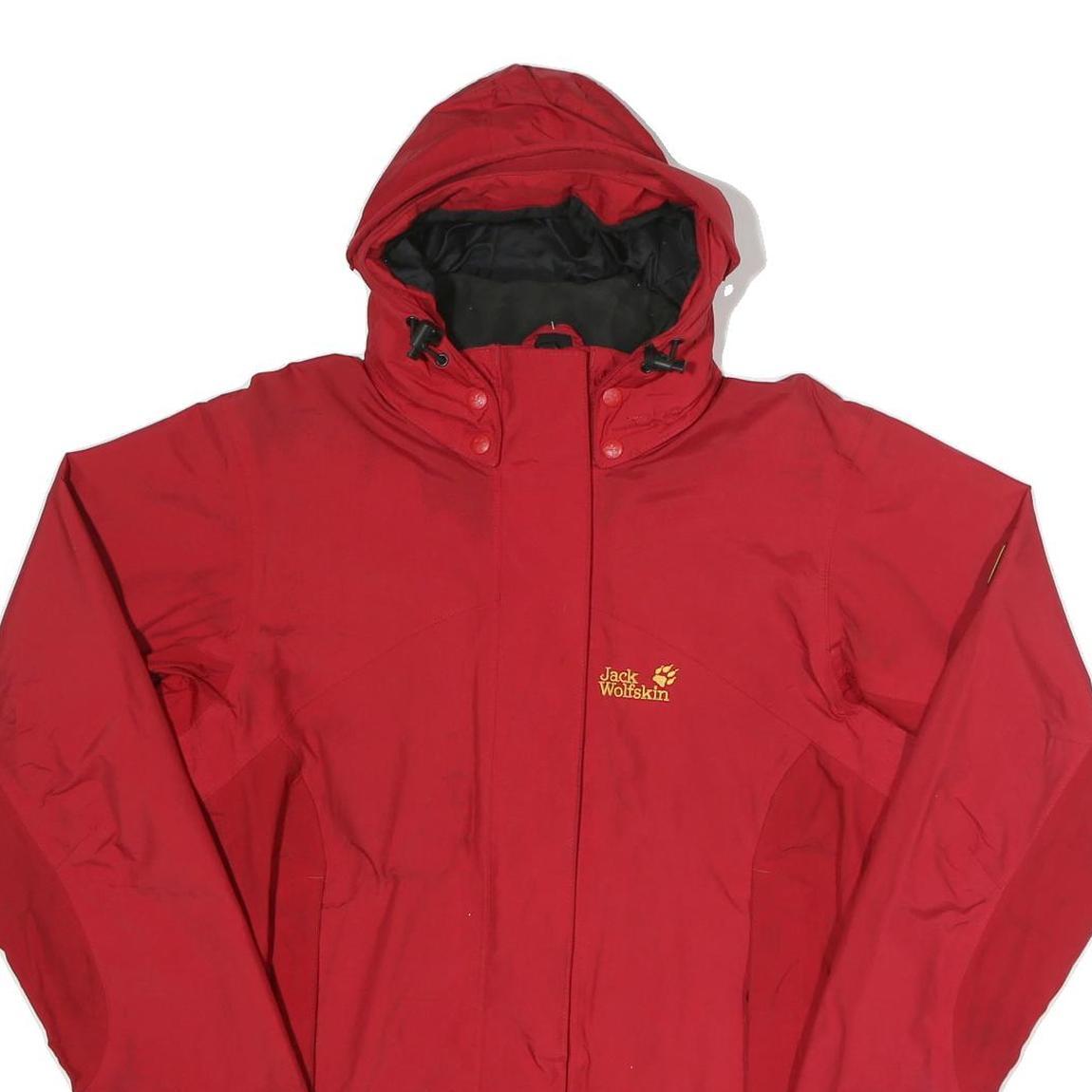 JACK WOLFSKIN Womens Red Outdoor Jacket UK 16 Polyamide Waterproof Zip Hooded