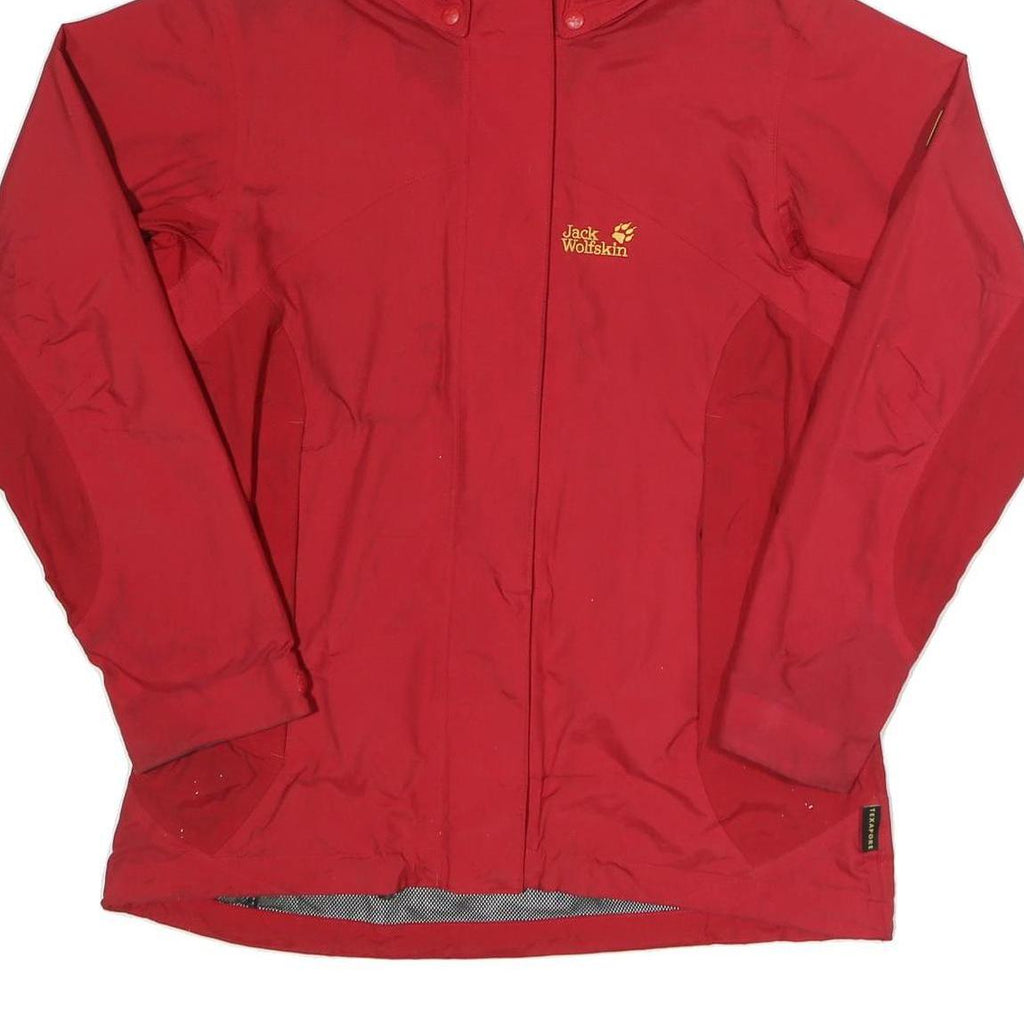 JACK WOLFSKIN Womens Red Outdoor Jacket UK 16 Polyamide Waterproof Zip Hooded