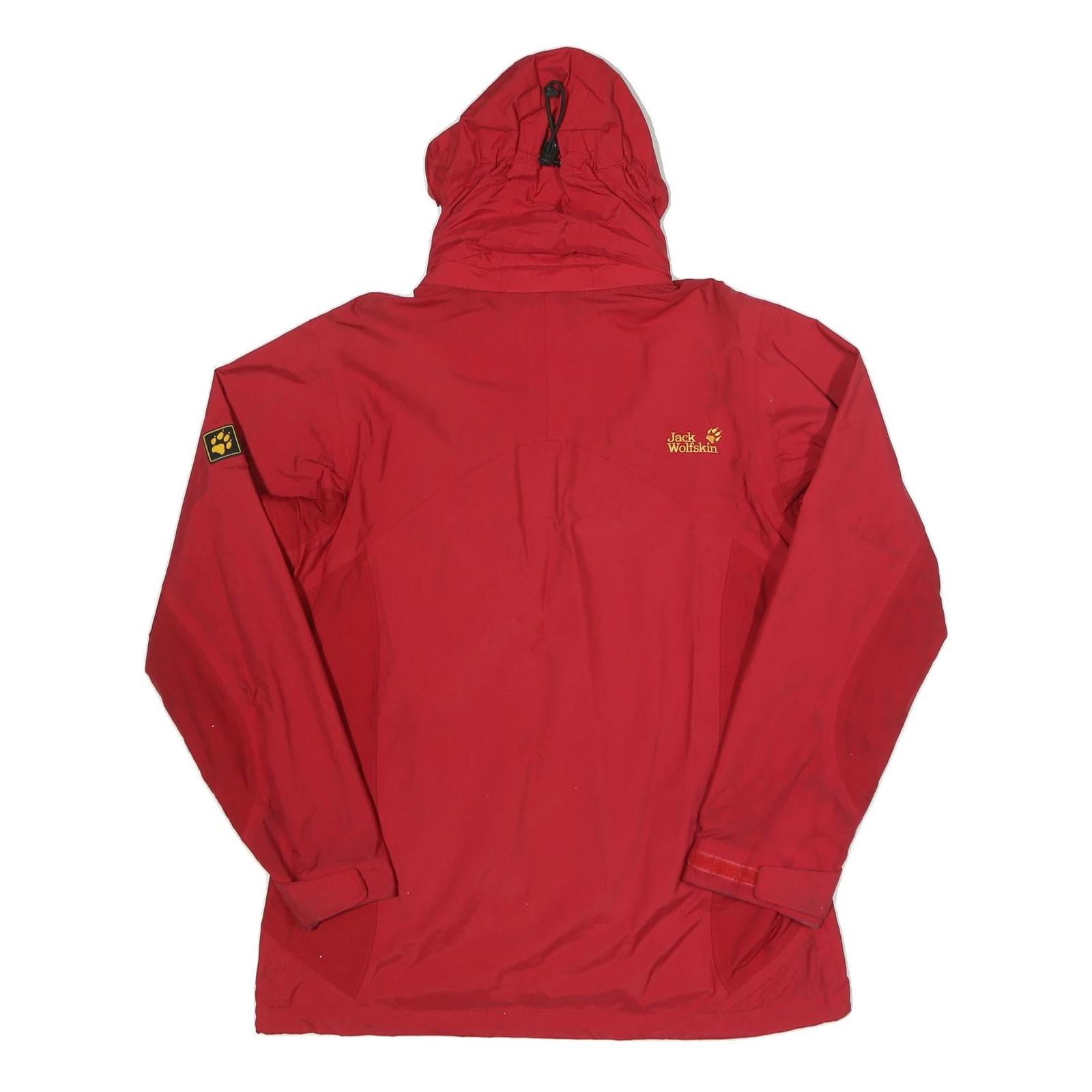 JACK WOLFSKIN Womens Red Outdoor Jacket UK 16 Polyamide Waterproof Zip Hooded